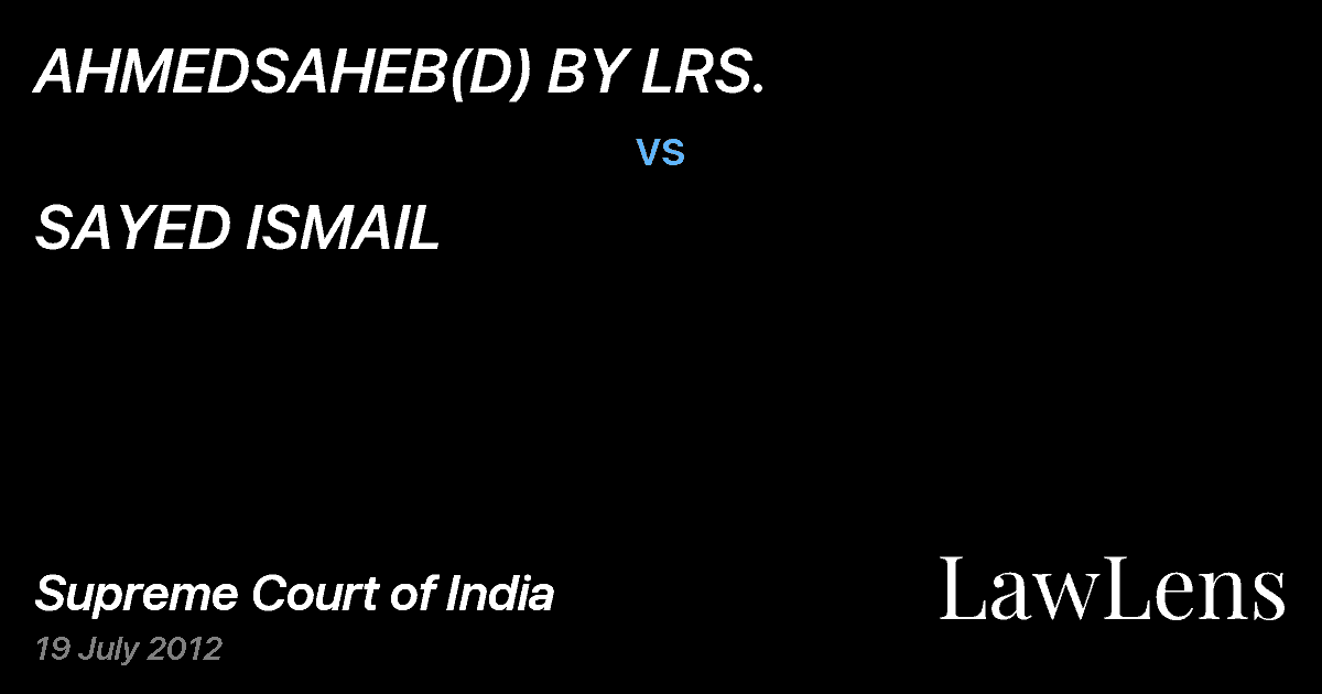 Preview image for AHMEDSAHEB(D) BY LRS. vs. SAYED ISMAIL