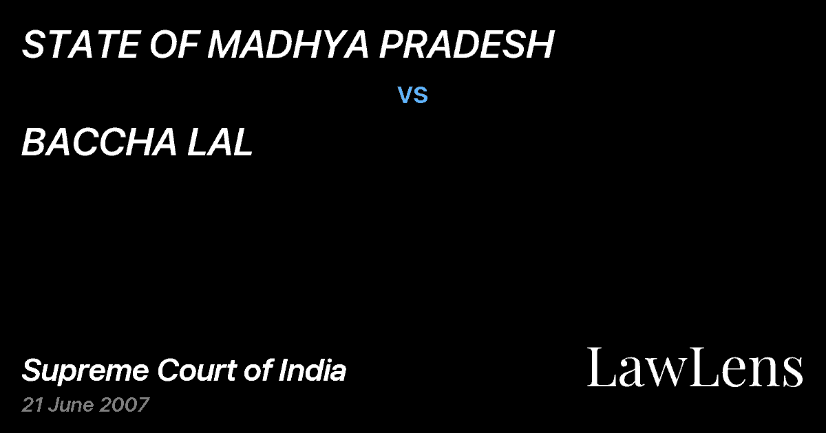 Preview image for STATE OF MADHYA PRADESH vs. BACCHA LAL