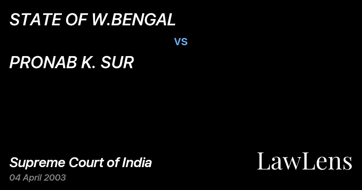 Preview image for STATE OF W.BENGAL vs. PRONAB K. SUR