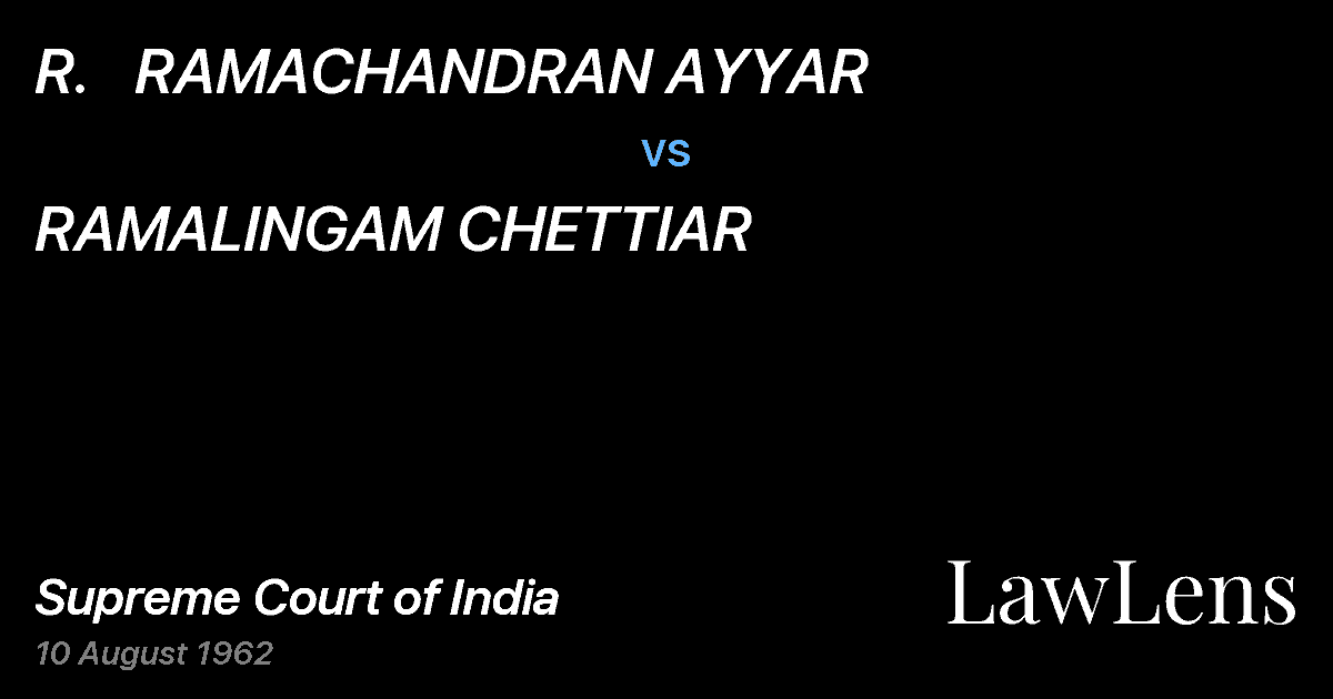 Preview image for R.   RAMACHANDRAN AYYAR vs. RAMALINGAM CHETTIAR