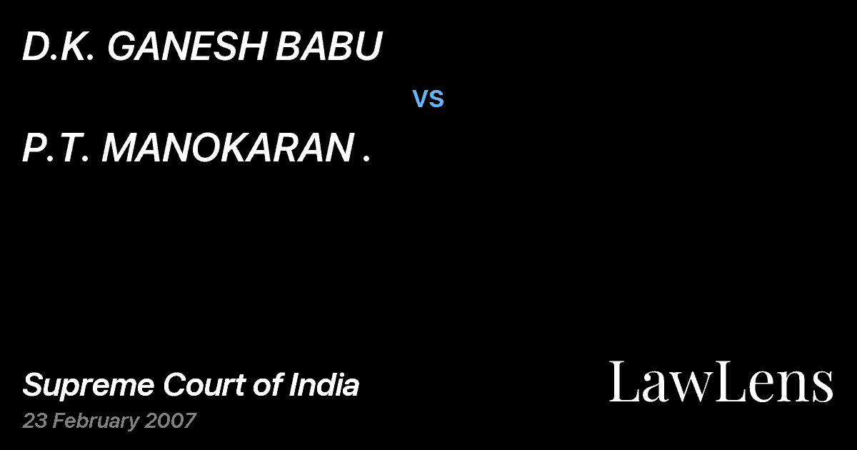 Preview image for D.K. GANESH BABU vs. P.T. MANOKARAN .