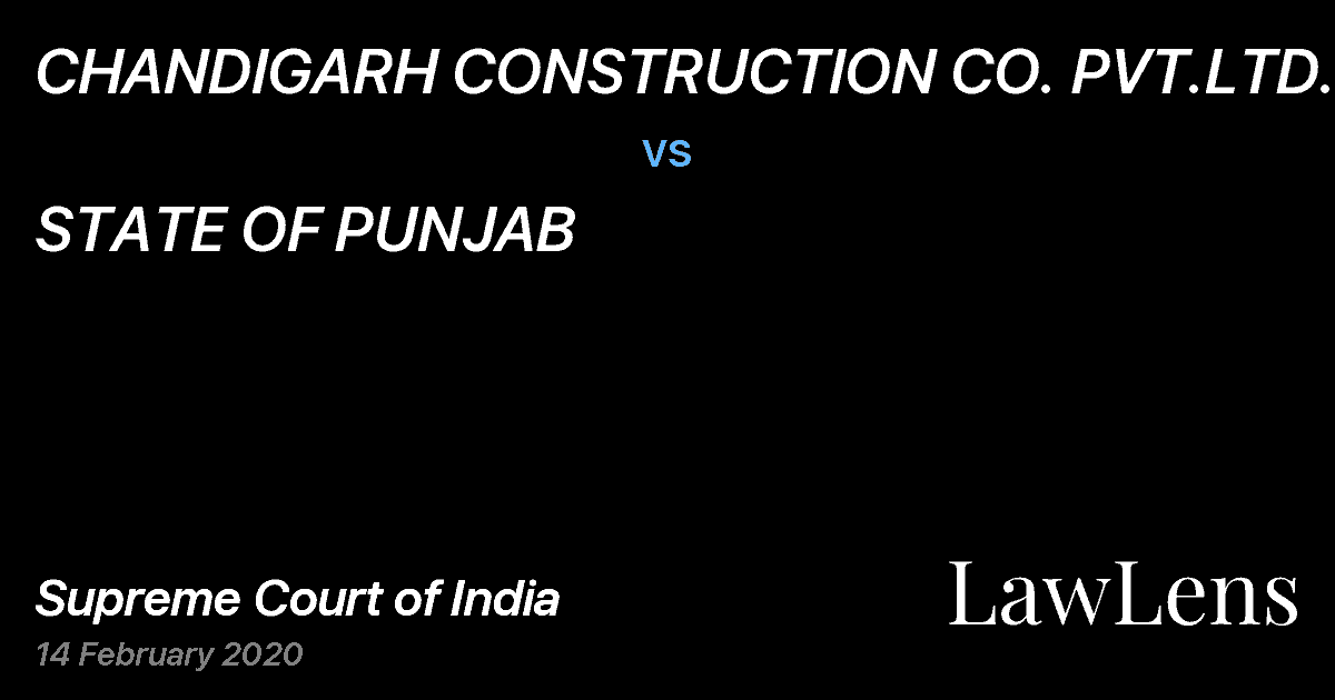 Preview image for CHANDIGARH CONSTRUCTION CO. PVT.LTD. vs. STATE OF PUNJAB