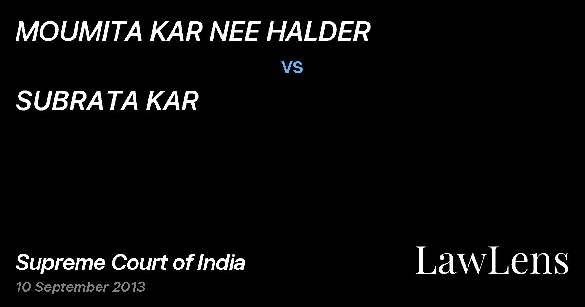 Preview image for MOUMITA KAR NEE HALDER vs. SUBRATA KAR