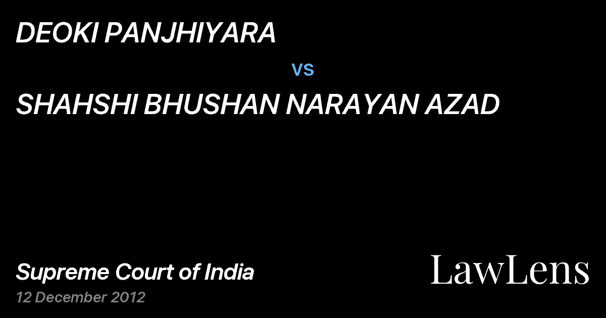 Preview image for DEOKI PANJHIYARA vs. SHAHSHI BHUSHAN NARAYAN AZAD