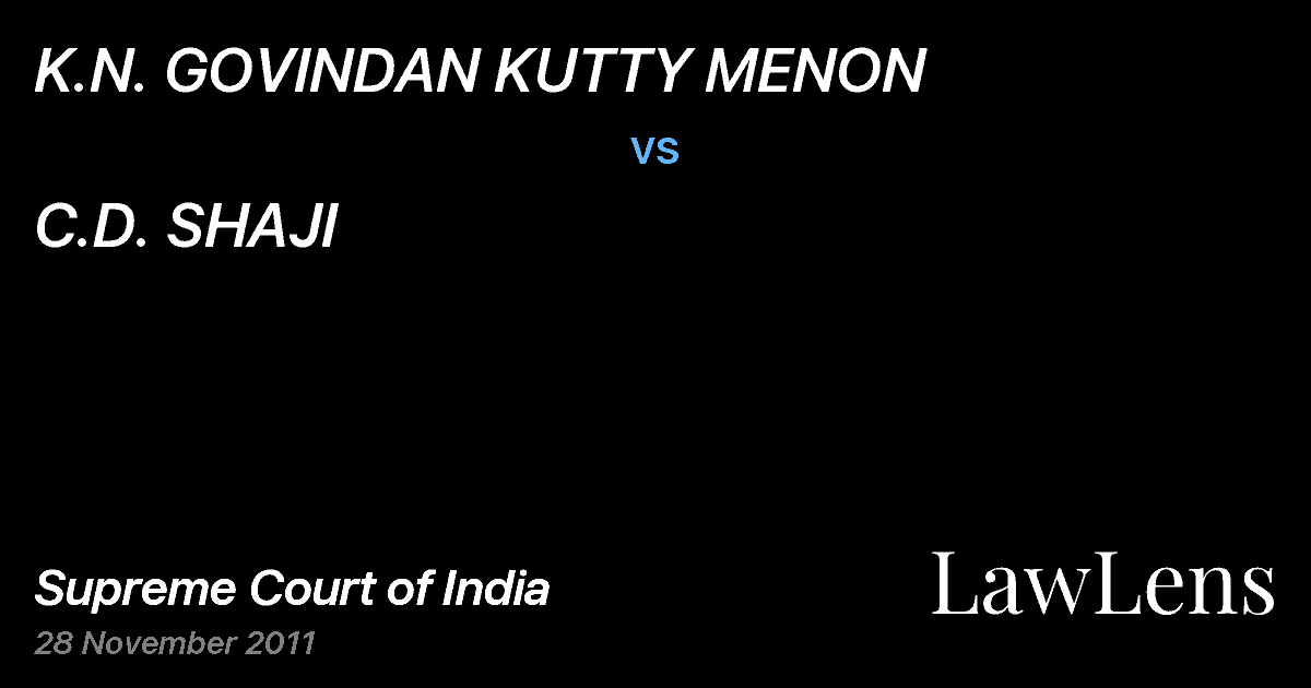 Preview image for K.N. GOVINDAN KUTTY MENON vs. C.D. SHAJI