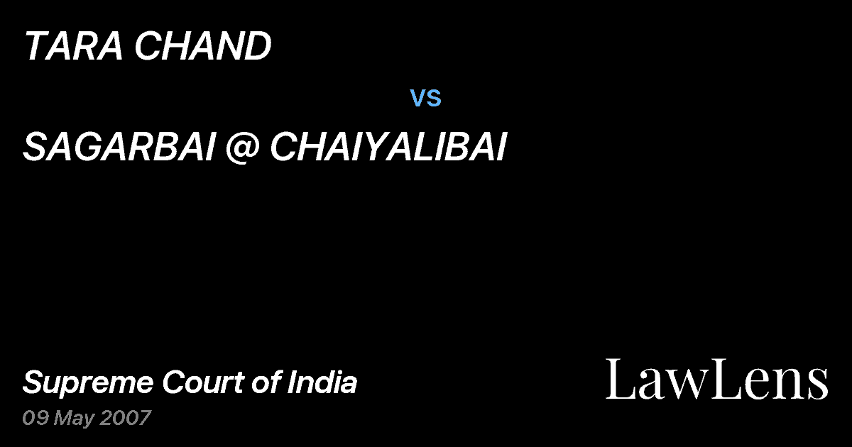 Preview image for TARA CHAND vs. SAGARBAI @ CHAIYALIBAI