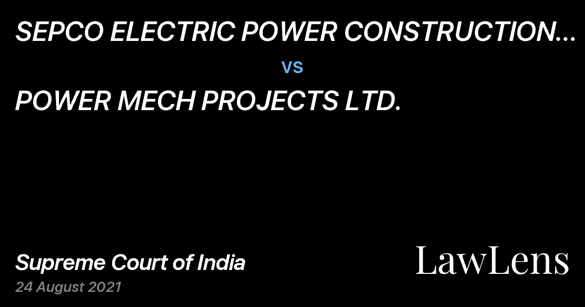Preview image for SEPCO ELECTRIC POWER CONSTRUCTION CORPORATION vs. POWER MECH PROJECTS LTD.