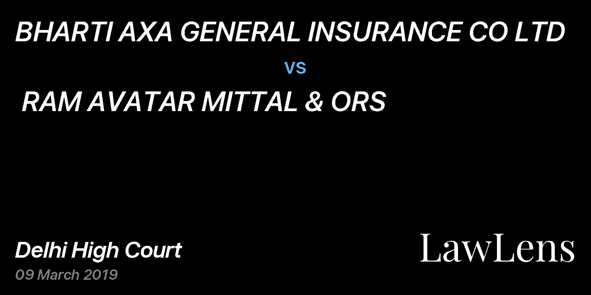 Preview image for BHARTI AXA GENERAL INSURANCE CO LTD  vs.  RAM AVATAR MITTAL & ORS
