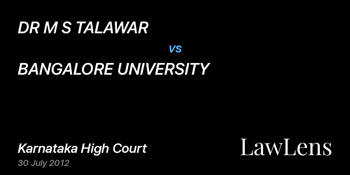 Preview image for DR M S TALAWAR vs. BANGALORE UNIVERSITY
