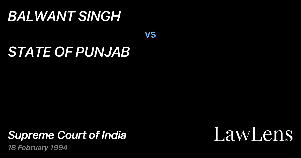 Preview image for BALWANT SINGH vs. STATE OF PUNJAB