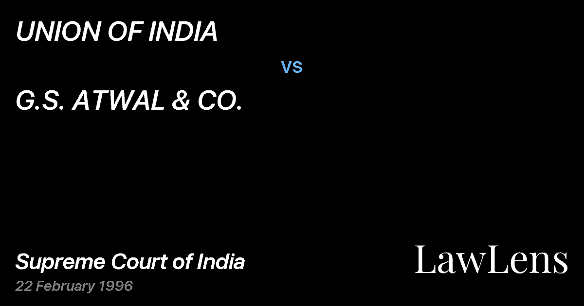 Preview image for UNION OF INDIA vs. G.S. ATWAL & CO.