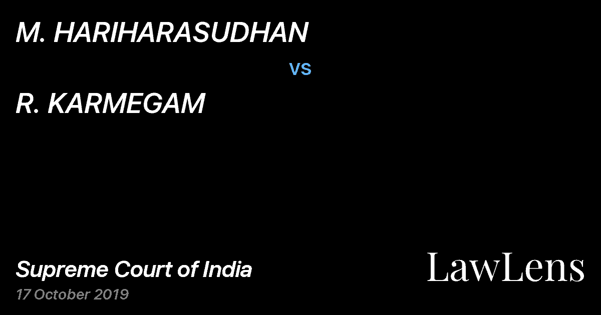 Preview image for M. HARIHARASUDHAN vs. R. KARMEGAM