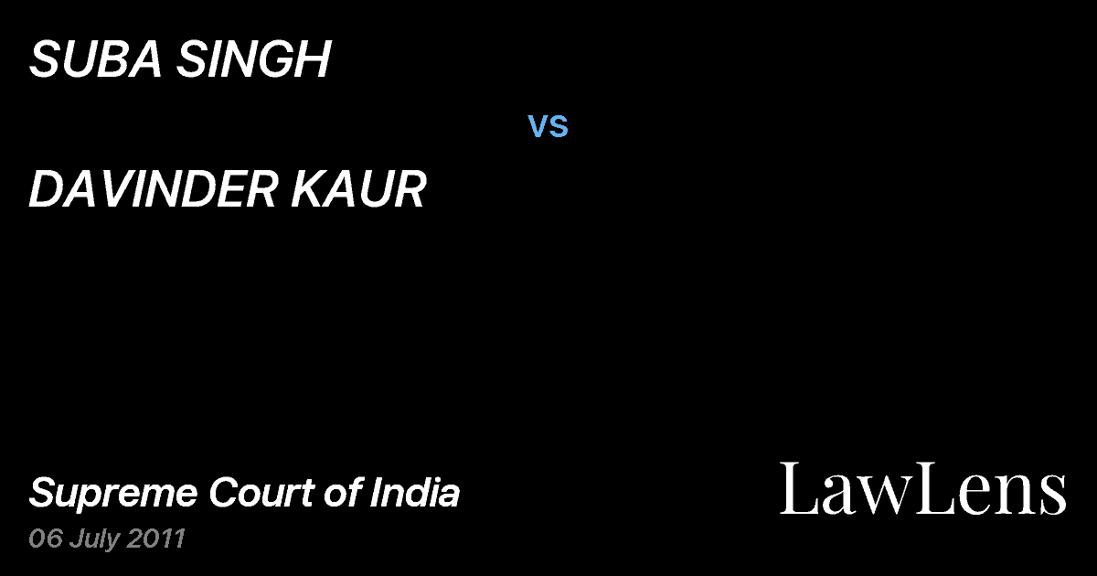 Preview image for SUBA SINGH vs. DAVINDER KAUR
