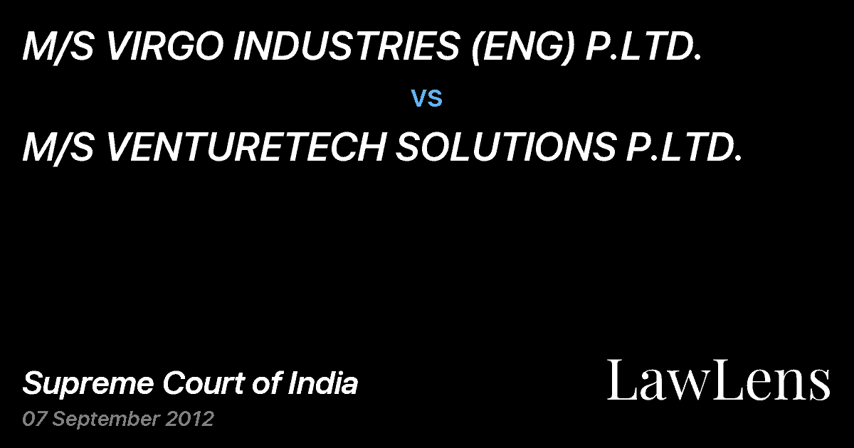 Preview image for M/S VIRGO INDUSTRIES (ENG) P.LTD. vs. M/S VENTURETECH SOLUTIONS P.LTD.