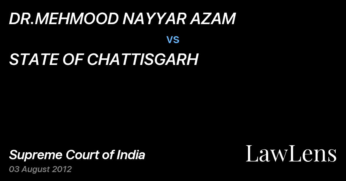 Preview image for DR.MEHMOOD NAYYAR AZAM vs. STATE OF CHATTISGARH