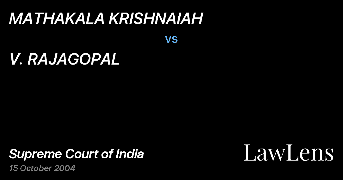 Preview image for MATHAKALA KRISHNAIAH vs. V. RAJAGOPAL