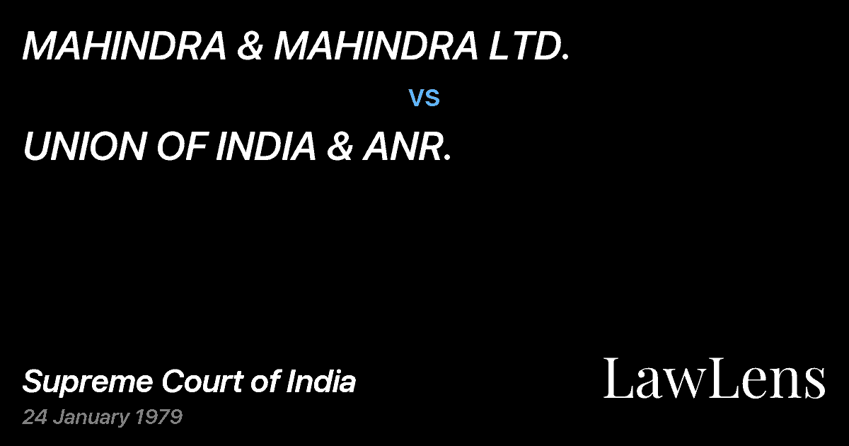 Preview image for MAHINDRA & MAHINDRA LTD. vs. UNION OF INDIA & ANR.