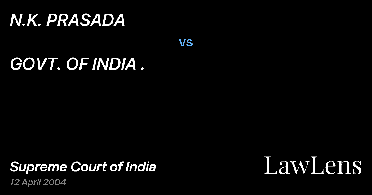 Preview image for N.K. PRASADA vs. GOVT. OF INDIA .