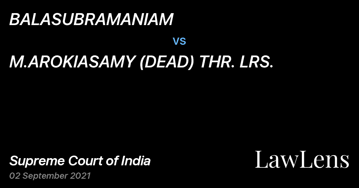 Preview image for BALASUBRAMANIAM vs. M.AROKIASAMY (DEAD) THR. LRS.