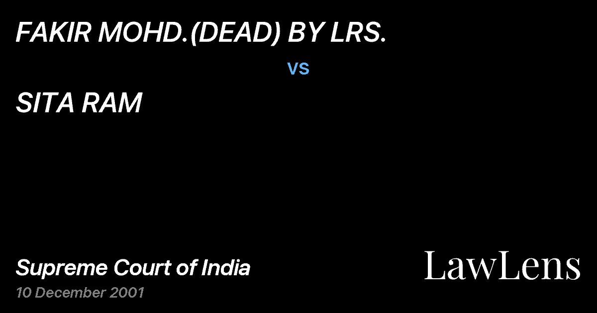 Preview image for FAKIR MOHD.(DEAD) BY LRS. vs. SITA RAM
