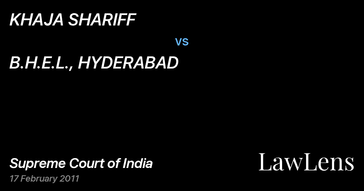 Preview image for KHAJA SHARIFF vs. B.H.E.L., HYDERABAD