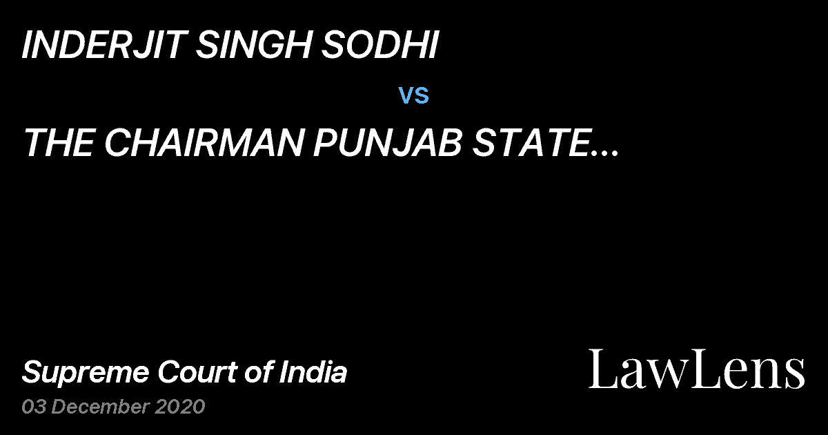 Preview image for INDERJIT SINGH SODHI vs. THE CHAIRMAN  PUNJAB STATE ELECTRICITY  BOARD