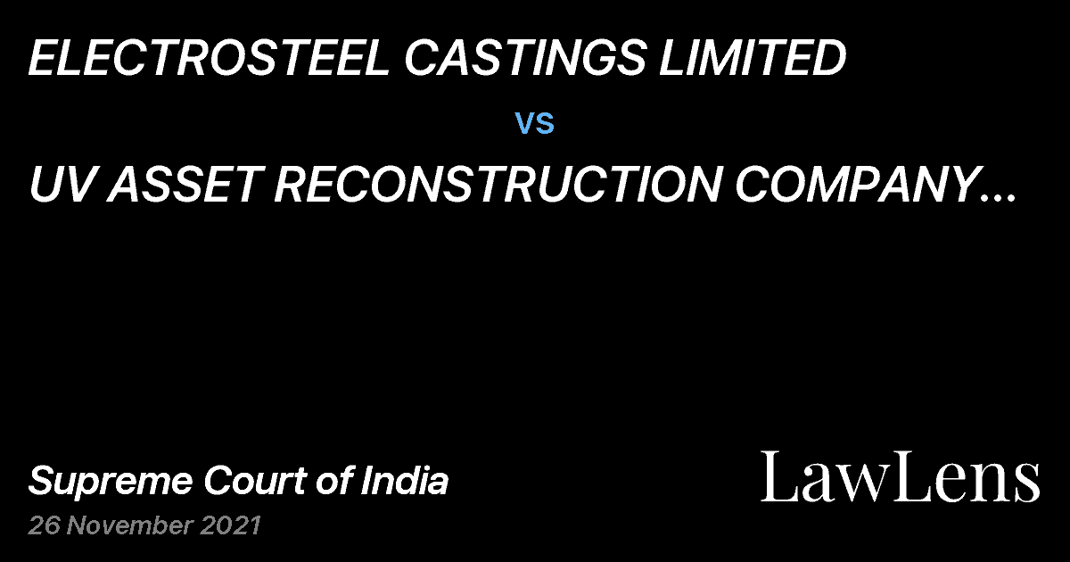 Preview image for ELECTROSTEEL CASTINGS LIMITED vs. UV   ASSET   RECONSTRUCTION COMPANY LIMITED