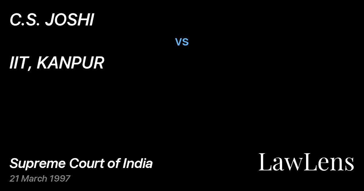 Preview image for C.S. JOSHI vs. IIT, KANPUR