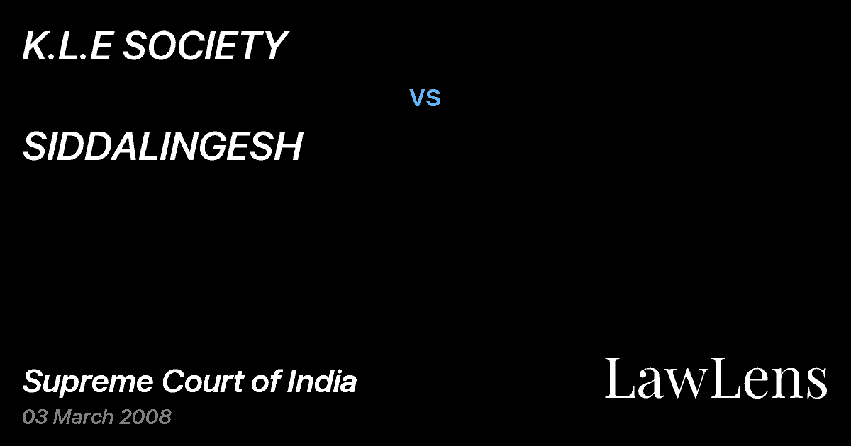 Preview image for K.L.E SOCIETY vs. SIDDALINGESH