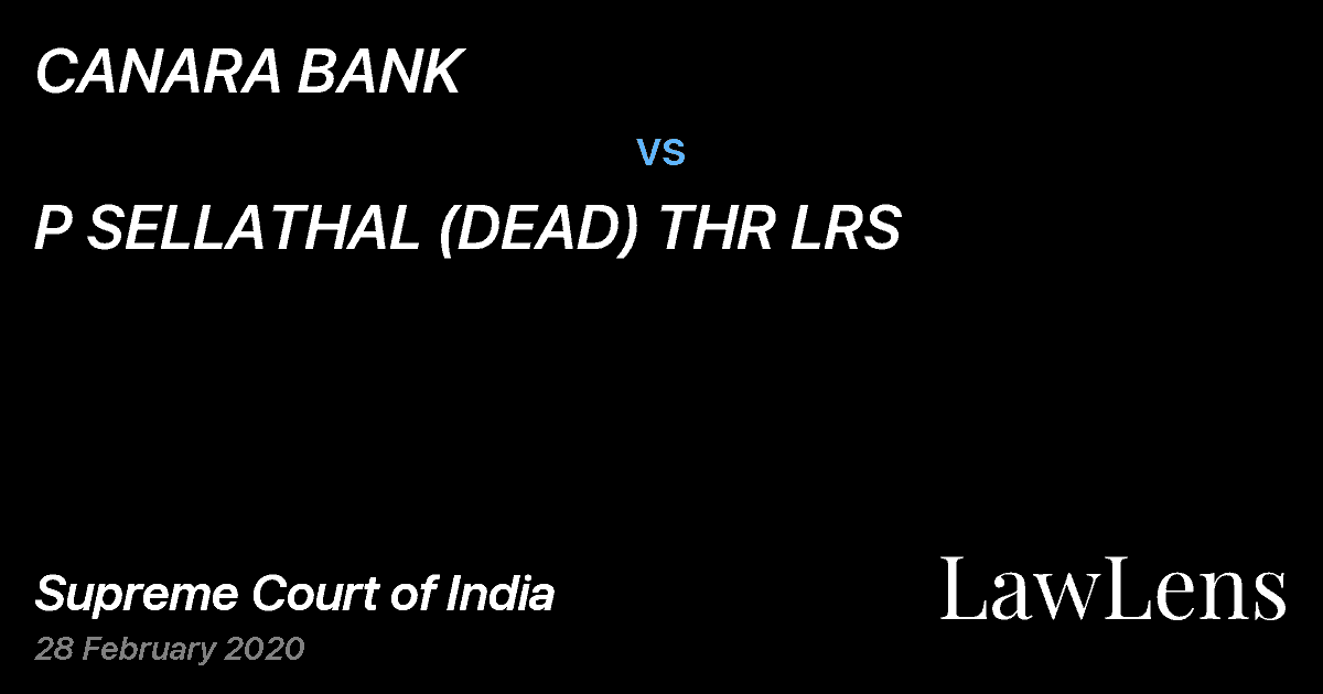 Preview image for CANARA BANK vs. P SELLATHAL (DEAD) THR LRS