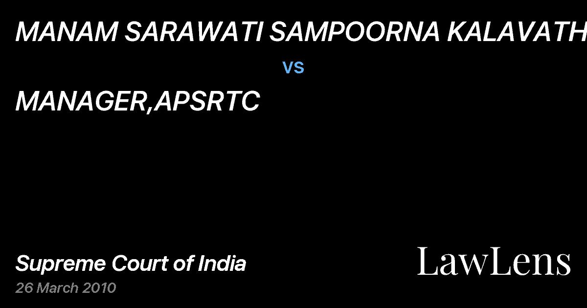 Preview image for MANAM SARAWATI SAMPOORNA KALAVATHI vs. MANAGER,APSRTC