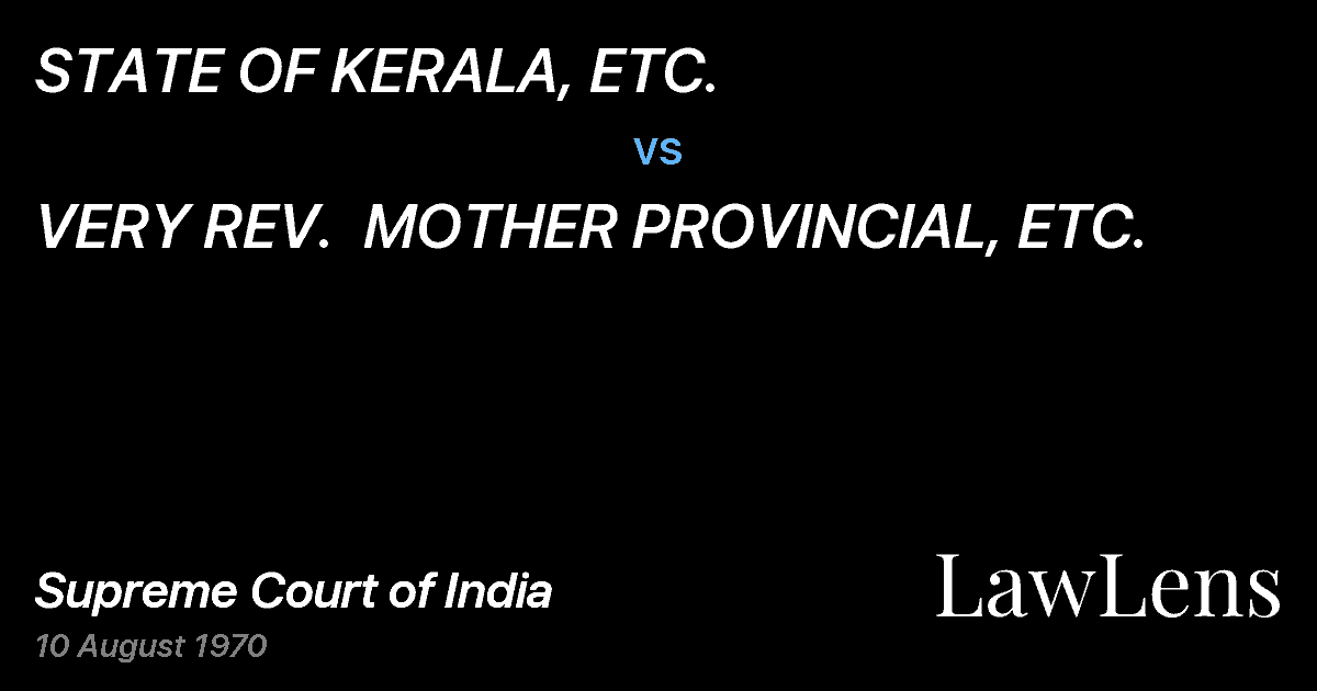Preview image for STATE OF KERALA, ETC. vs. VERY REV.  MOTHER PROVINCIAL, ETC.