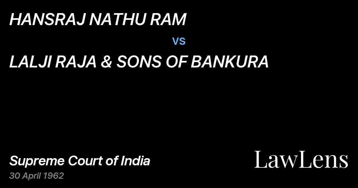 Preview image for HANSRAJ NATHU RAM vs. LALJI RAJA & SONS OF BANKURA