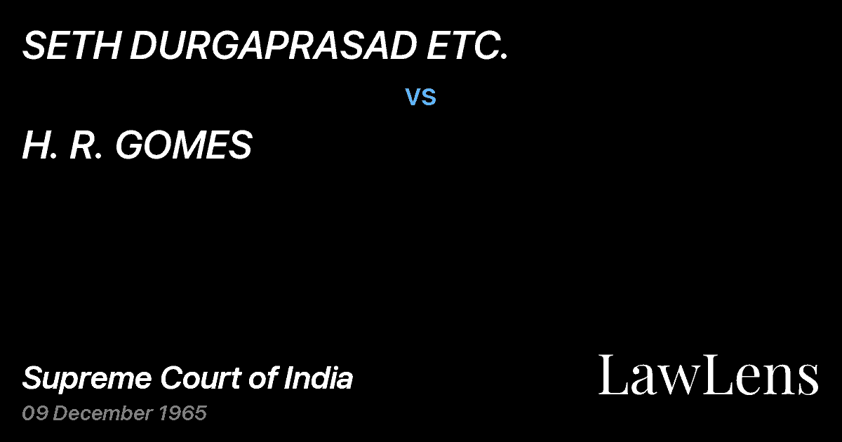 Preview image for SETH DURGAPRASAD ETC. vs. H. R. GOMES