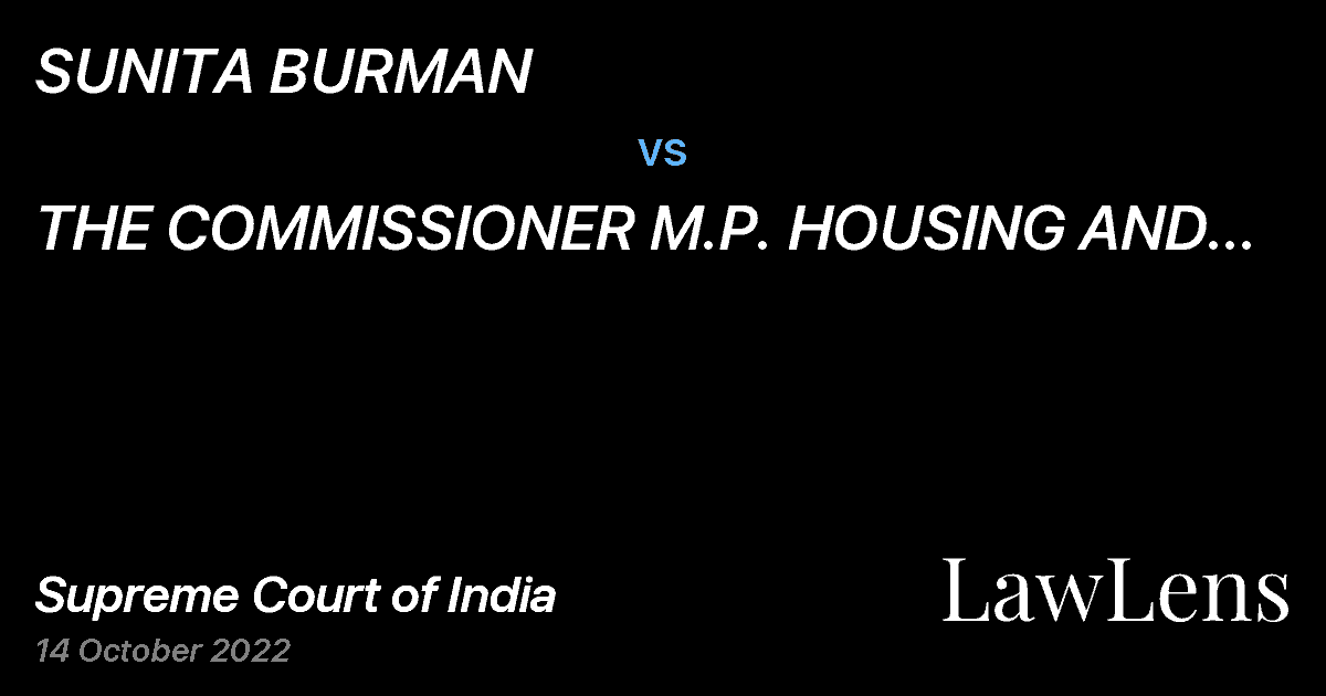 Preview image for SUNITA BURMAN vs. THE COMMISSIONER M.P. HOUSING AND INFRASTRUCTURE