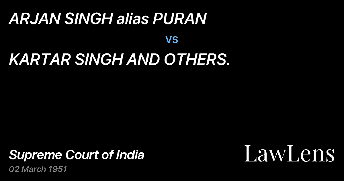 Preview image for ARJAN SINGH alias PURAN vs. KARTAR SINGH AND OTHERS.