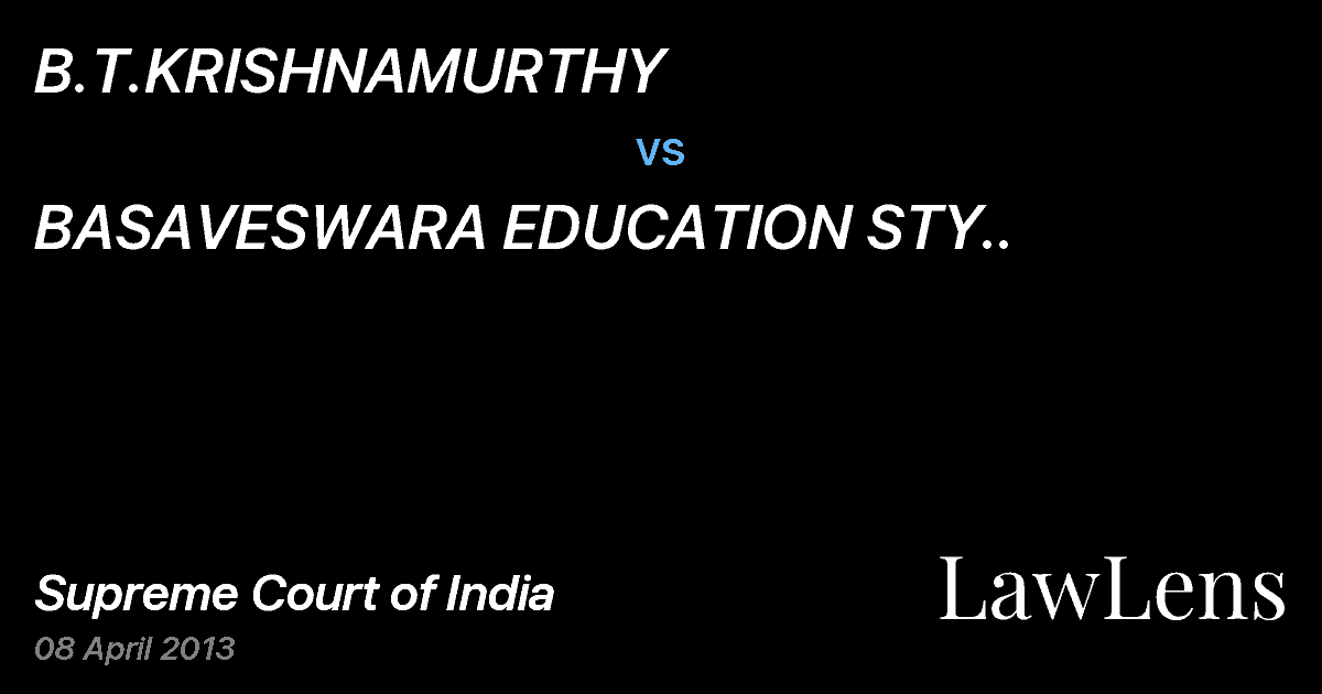 Preview image for B.T.KRISHNAMURTHY vs. BASAVESWARA EDUCATION STY..