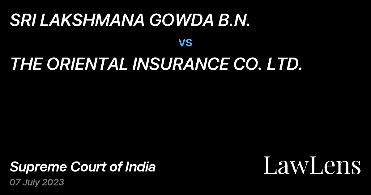 Preview image for SRI LAKSHMANA GOWDA B.N. vs. THE ORIENTAL INSURANCE CO. LTD.