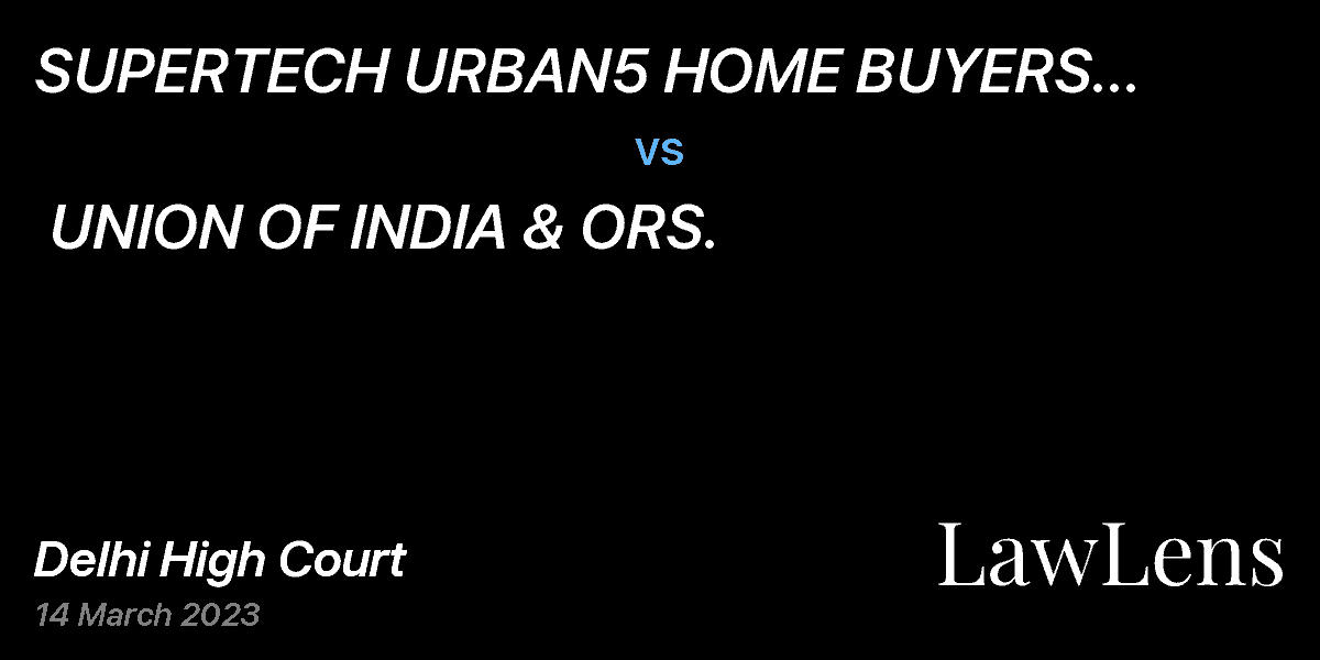Preview image for SUPERTECH URBAN5 HOME BUYERS ASSOCIATION (SUHA) FOUNDATION vs. UNION OF INDIA & ORS.