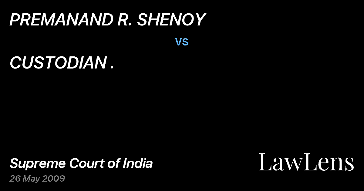 Preview image for PREMANAND R. SHENOY vs. CUSTODIAN .