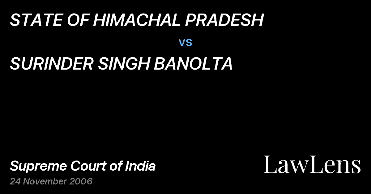 Preview image for STATE OF HIMACHAL PRADESH vs. SURINDER SINGH BANOLTA