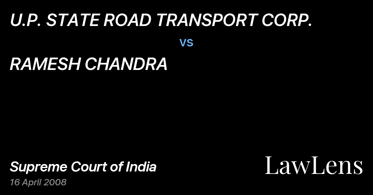 Preview image for U.P. STATE ROAD TRANSPORT CORP. vs. RAMESH CHANDRA