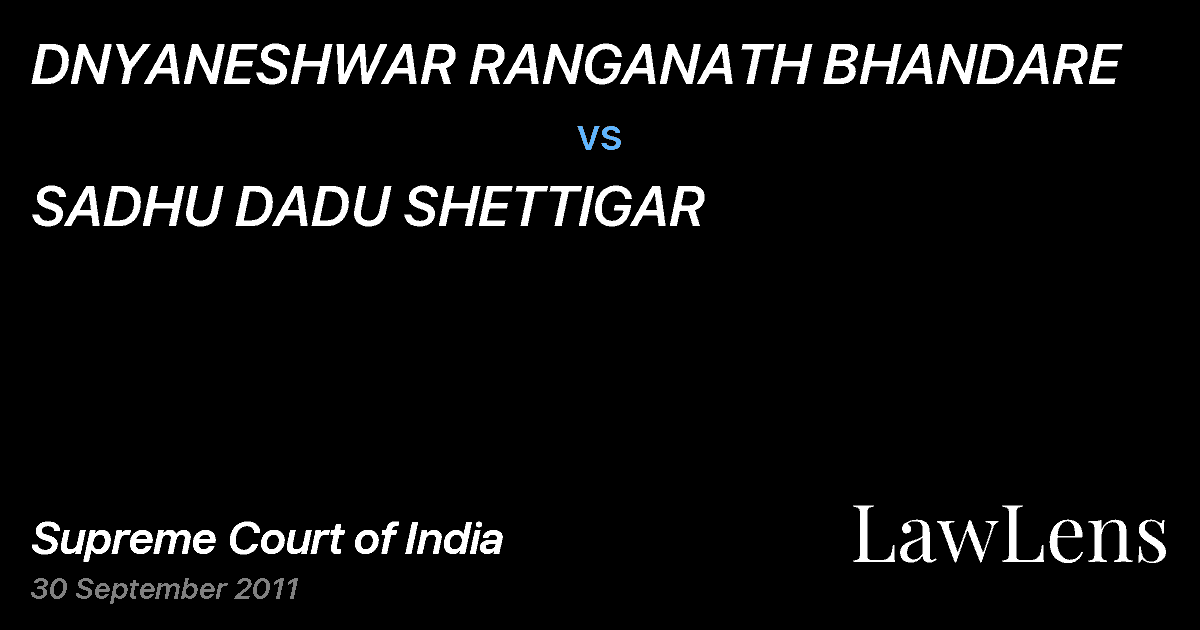 Preview image for DNYANESHWAR RANGANATH BHANDARE vs. SADHU DADU SHETTIGAR