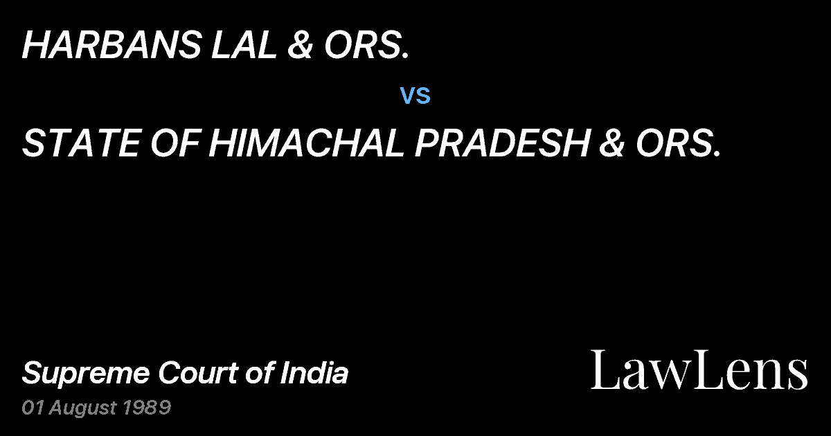 Preview image for HARBANS LAL & ORS. vs. STATE OF HIMACHAL PRADESH & ORS.