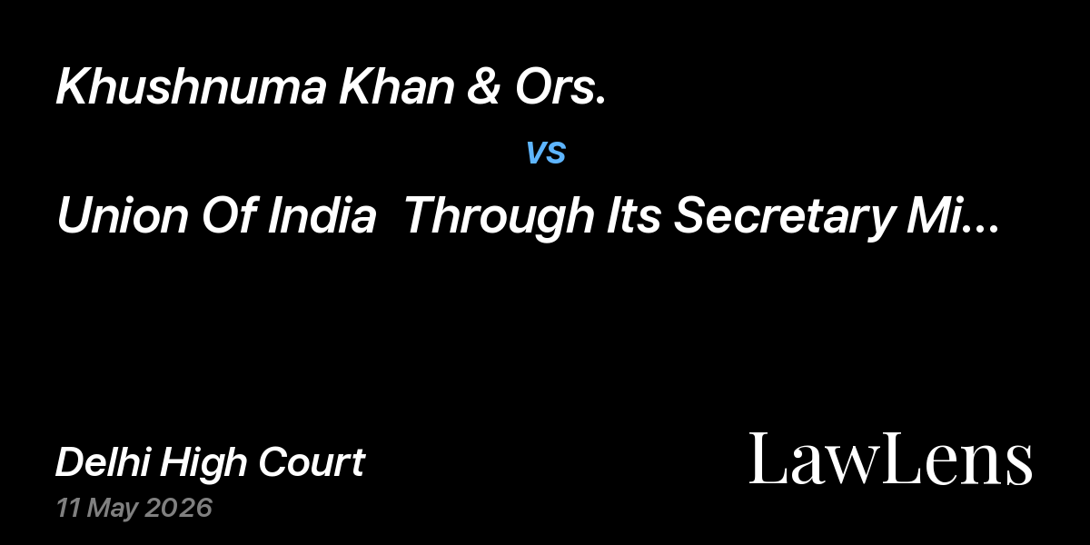 Preview image for Khushnuma Khan & Ors. vs. Union Of India  Through Its Secretary Ministry Of Housing And Urban Affairs & Ors.