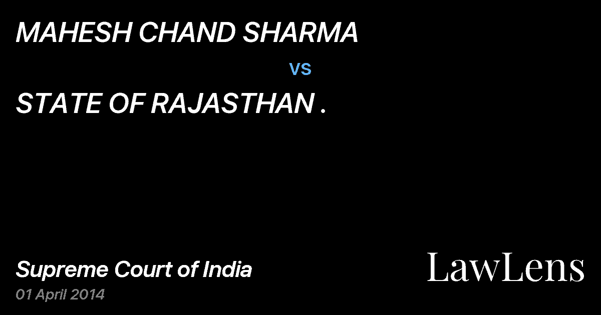 Preview image for MAHESH CHAND SHARMA vs. STATE OF RAJASTHAN .