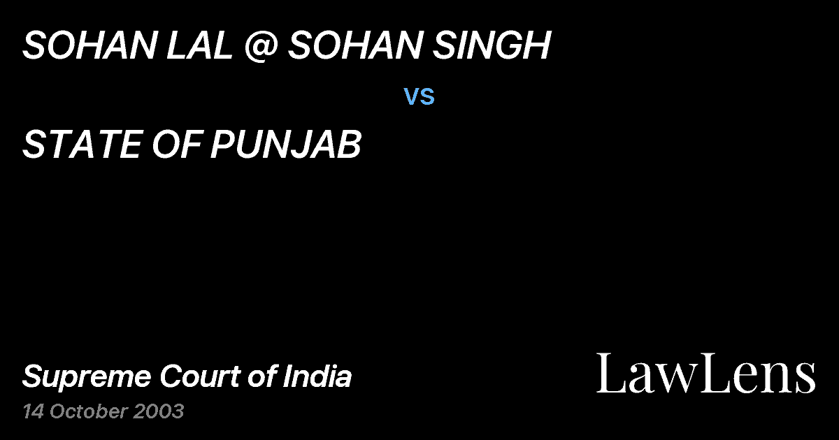 Preview image for SOHAN LAL @ SOHAN SINGH vs. STATE OF PUNJAB