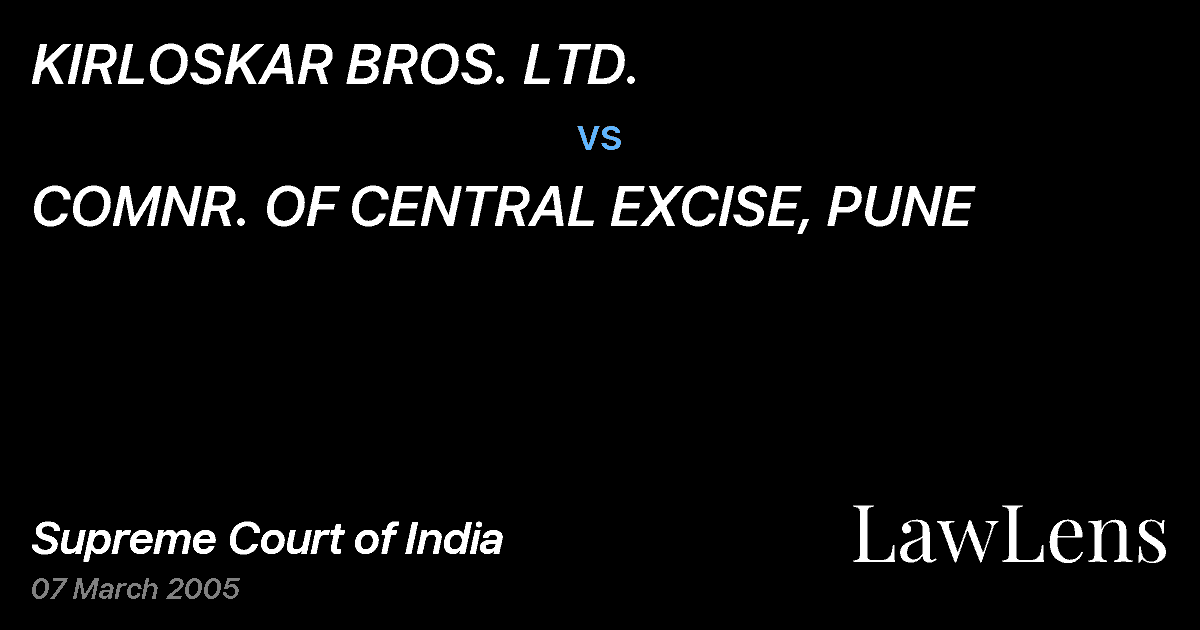 Preview image for KIRLOSKAR BROS. LTD. vs. COMNR. OF CENTRAL EXCISE, PUNE