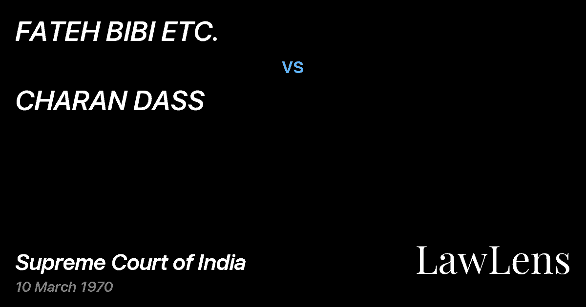 Preview image for FATEH BIBI ETC. vs. CHARAN DASS