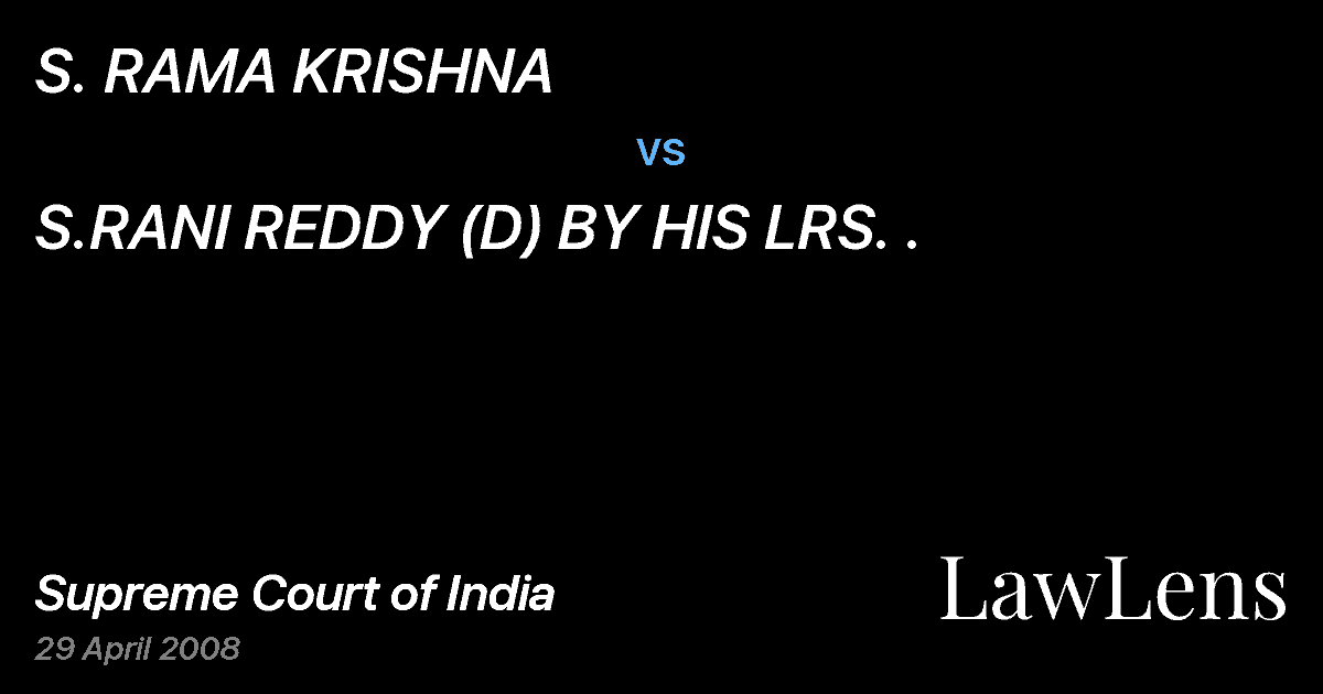 Preview image for S. RAMA KRISHNA vs. S.RANI REDDY (D) BY HIS LRS. .